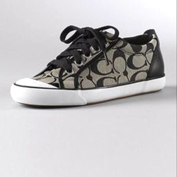 Coach Shoes - Coach Barrett Sneakers Signature Canvas Black/Grey